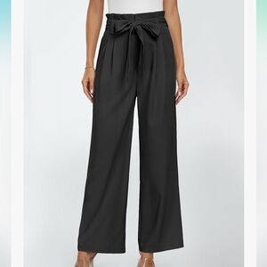 NWT Lillusory black dress pants paper bag style belt wide leg XL career office